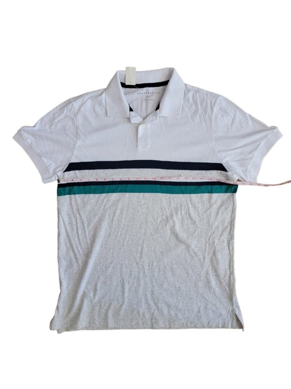Aeropostale Polo Shirt White Blue Green Gray Short-sleeved XL